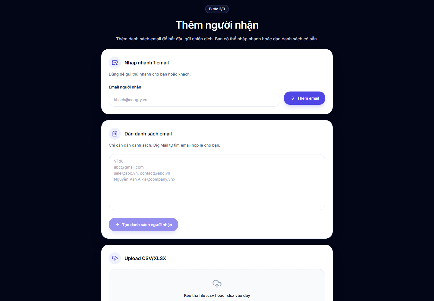 Thêm người nhận trong DigiMail AI